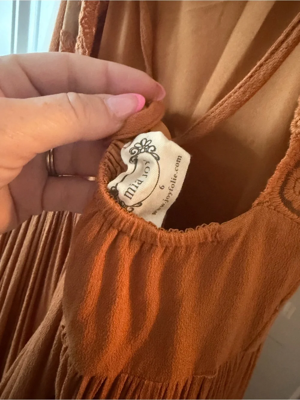Joyfolie Girls Rust Orange Tiered Lace Maxi Dress